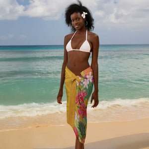 Afro Tropical Flowers Sarong Yellow Version