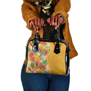 Afro Tropical Flowers Shoulder Handbag Yellow Version