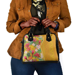 Afro Tropical Flowers Shoulder Handbag Yellow Version