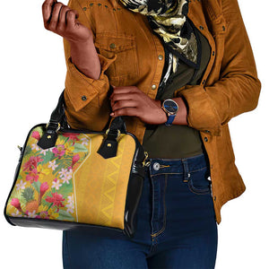 Afro Tropical Flowers Shoulder Handbag Yellow Version