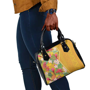 Afro Tropical Flowers Shoulder Handbag Yellow Version