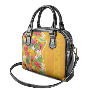 Afro Tropical Flowers Shoulder Handbag Yellow Version