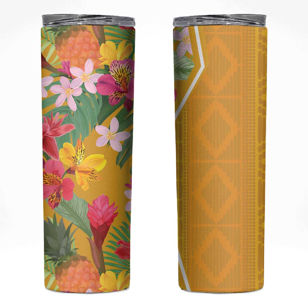 Afro Tropical Flowers Skinny Tumbler Yellow Version