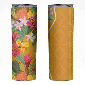 Afro Tropical Flowers Skinny Tumbler Yellow Version