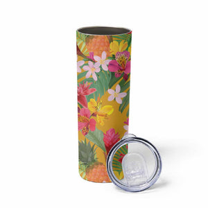 Afro Tropical Flowers Skinny Tumbler Yellow Version