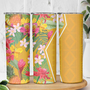 Afro Tropical Flowers Skinny Tumbler Yellow Version