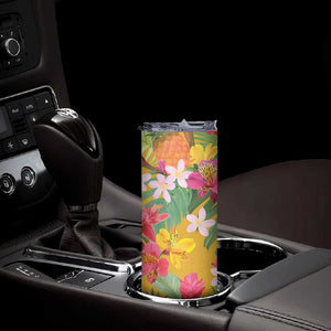 Afro Tropical Flowers Skinny Tumbler Yellow Version