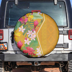 Afro Tropical Flowers Spare Tire Cover Yellow Version