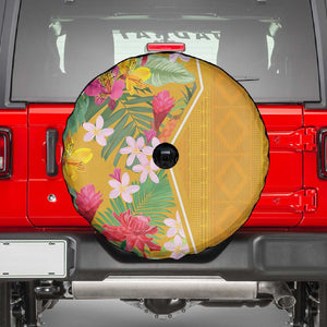 Afro Tropical Flowers Spare Tire Cover Yellow Version