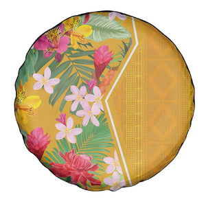 Afro Tropical Flowers Spare Tire Cover Yellow Version