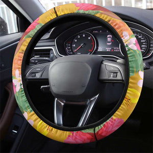 Afro Tropical Flowers Steering Wheel Cover Yellow Version