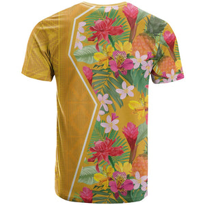 Afro Tropical Flowers T shirt Yellow Version