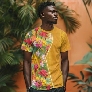 Afro Tropical Flowers T shirt Yellow Version