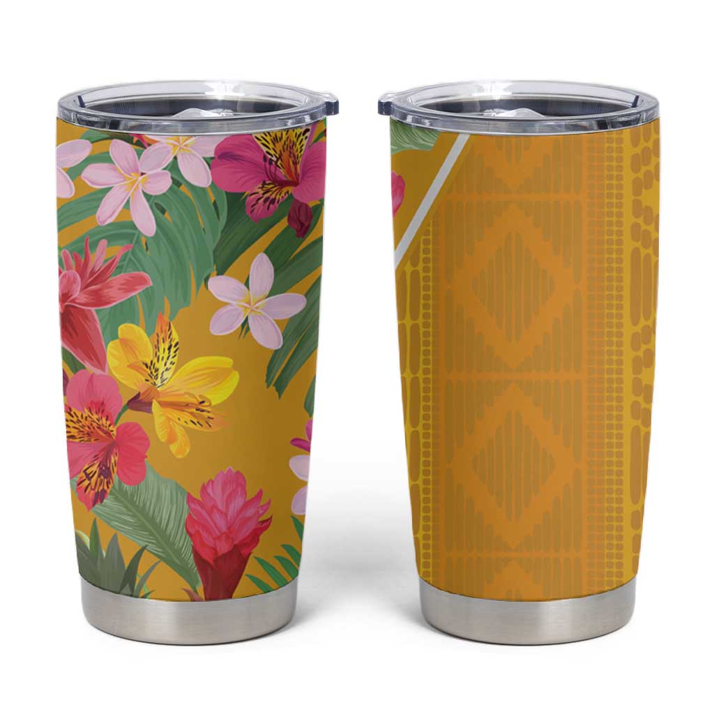 Afro Tropical Flowers Tumbler Cup Yellow Version