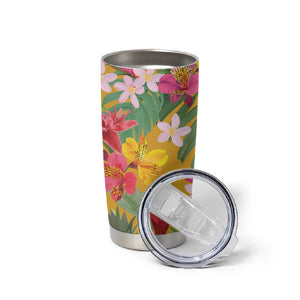 Afro Tropical Flowers Tumbler Cup Yellow Version