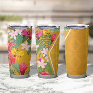 Afro Tropical Flowers Tumbler Cup Yellow Version