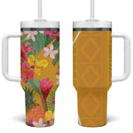 Afro Tropical Flowers Tumbler With Handle Yellow Version