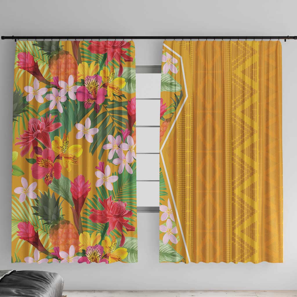 Afro Tropical Flowers Window Curtain Yellow Version