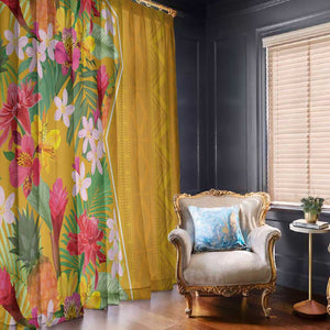 Afro Tropical Flowers Window Curtain Yellow Version