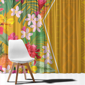 Afro Tropical Flowers Window Curtain Yellow Version