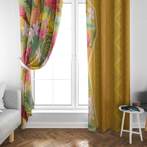 Afro Tropical Flowers Window Curtain Yellow Version