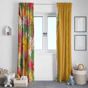 Afro Tropical Flowers Window Curtain Yellow Version