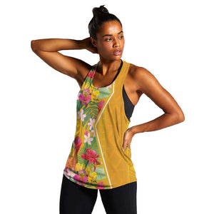 Afro Tropical Flowers Women Racerback Tank Yellow Version