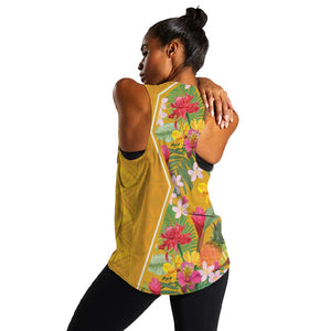 Afro Tropical Flowers Women Racerback Tank Yellow Version