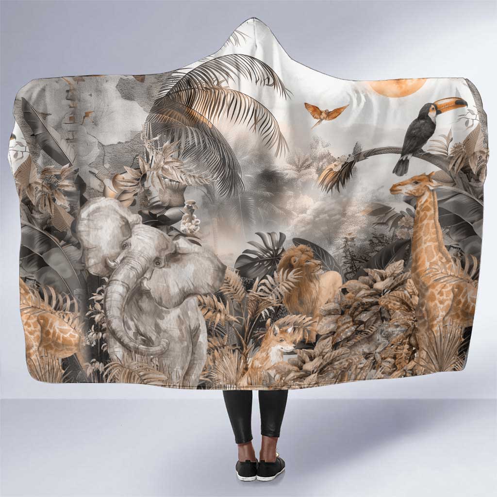 Afro Safari Animals Hooded Blanket