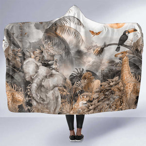 Afro Safari Animals Hooded Blanket