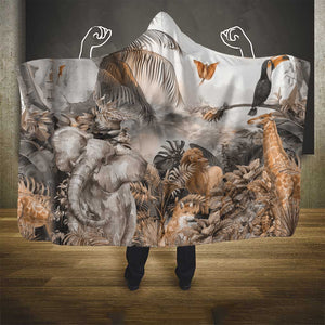 Afro Safari Animals Hooded Blanket