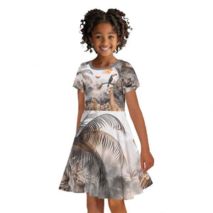 Afro Safari Animals Kid Short Sleeve Dress