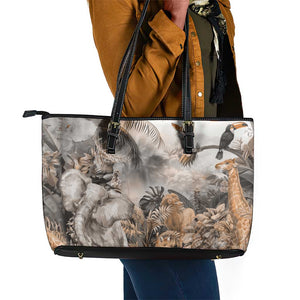 Afro Safari Animals Leather Tote Bag