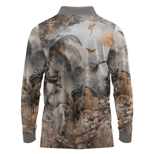 Afro Safari Animals Long Sleeve Polo Shirt