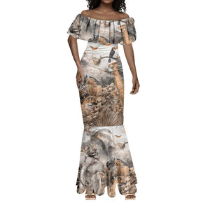 Afro Safari Animals Mermaid Dress