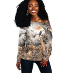 Afro Safari Animals Off Shoulder Sweater