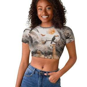 Afro Safari Animals Raglan Cropped T shirt