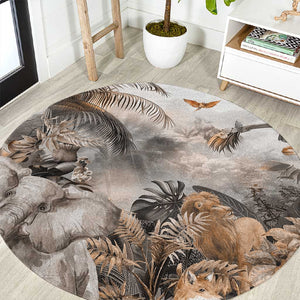 Afro Safari Animals Round Carpet