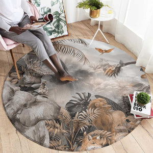 Afro Safari Animals Round Carpet