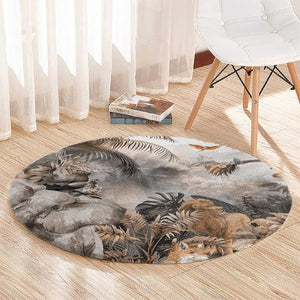 Afro Safari Animals Round Carpet