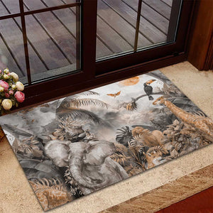 Afro Safari Animals Rubber Doormat