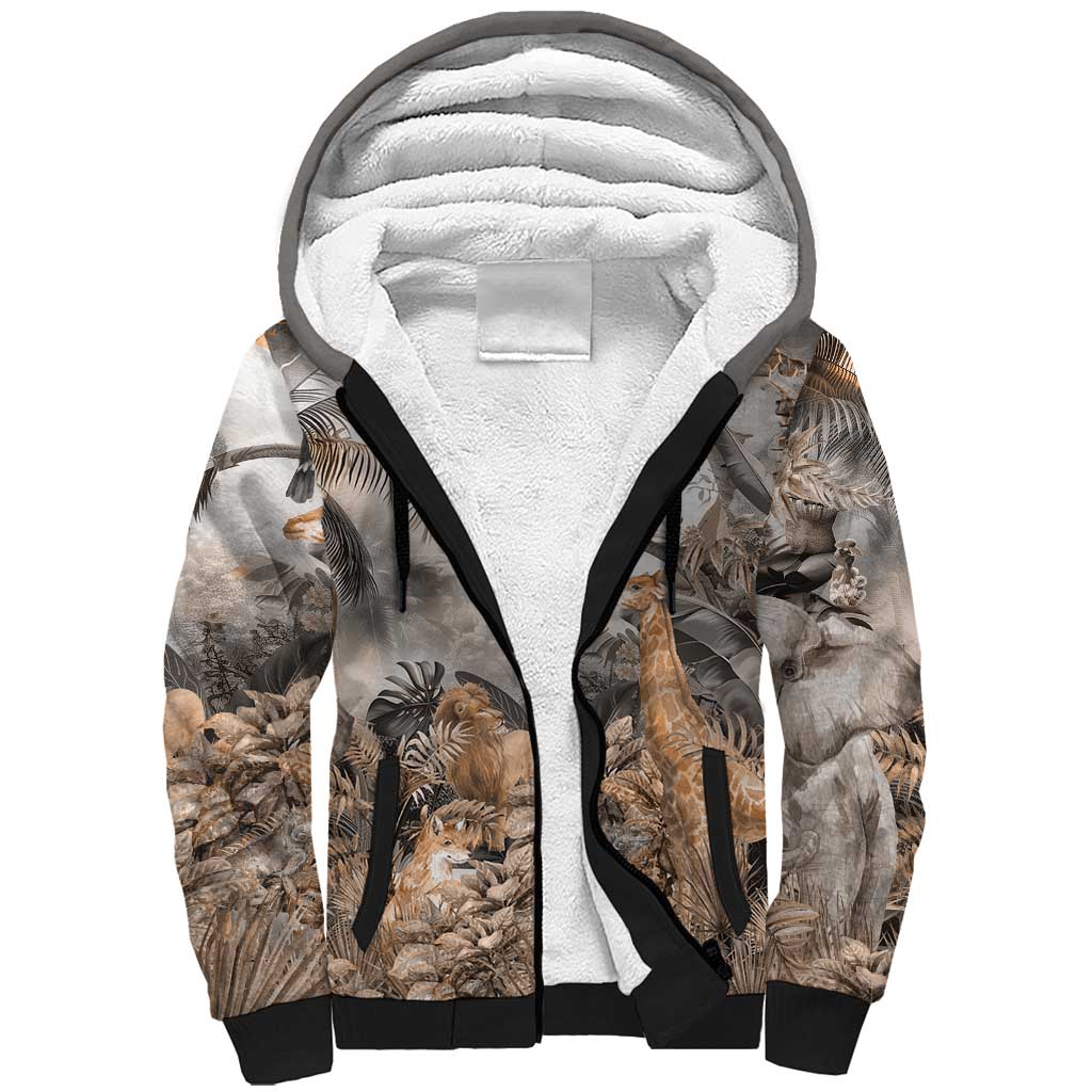 Afro Safari Animals Sherpa Hoodie