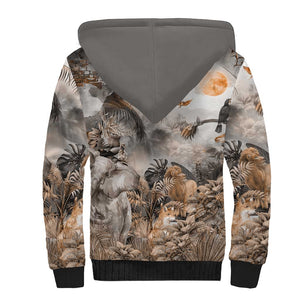 Afro Safari Animals Sherpa Hoodie