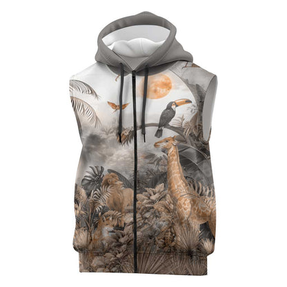 Afro Safari Animals Sleeveless Zip Hoodie - African Pride
