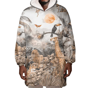 Afro Safari Animals Wearable Blanket Hoodie