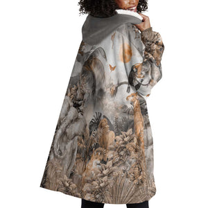 Afro Safari Animals Wearable Blanket Hoodie