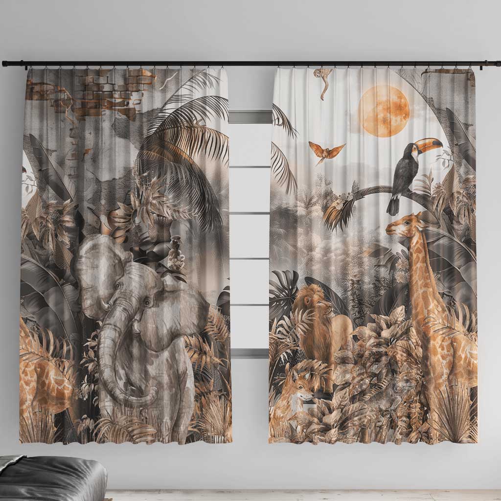 Afro Safari Animals Window Curtain