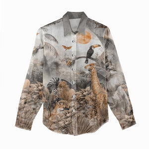 Afro Safari Animals Women Casual Shirt