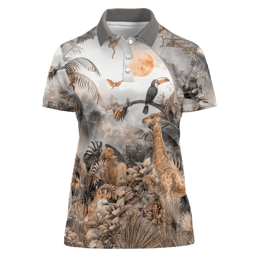 Afro Safari Animals Women Polo Shirt