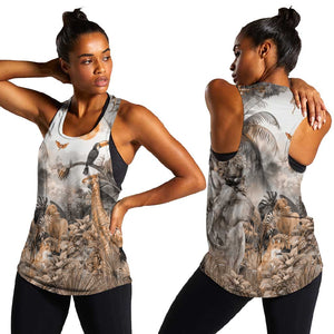 Afro Safari Animals Women Racerback Tank